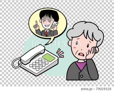 自宅への不審な電話を怪しむおばあさん 70029328