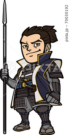 槍を持って立つ戦国武将【3頭身】 槍を持って立つ戦国武将【3頭身】 70030192
