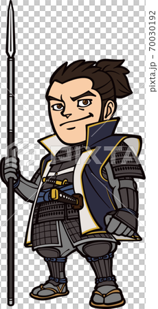 槍を持って立つ戦国武将【3頭身】 槍を持って立つ戦国武将【3頭身】 70030192