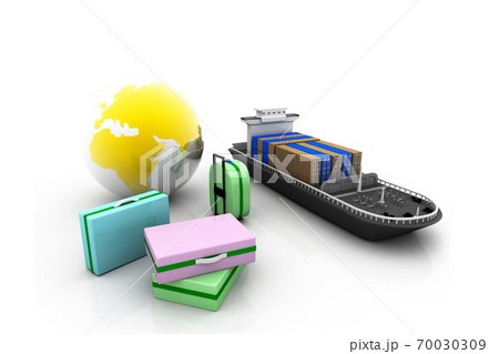 Cargo ship and suitcases Cargo ship and suitcases 70030309