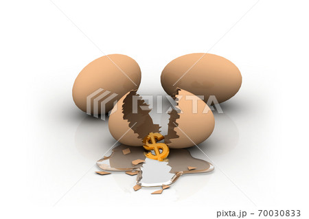broken egg with dollar coin broken egg with dollar coin 70030833