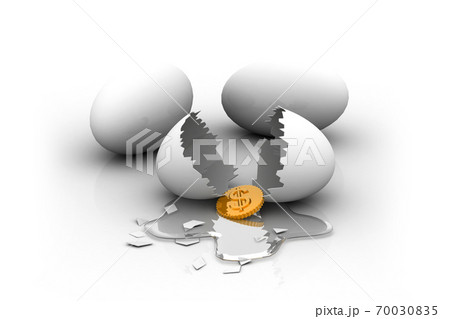 broken egg with dollar coin broken egg with dollar coin 70030835