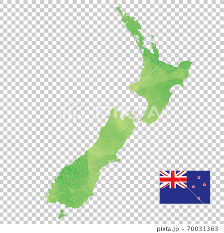 ニュージーランド 地図 国旗のイラスト素材
