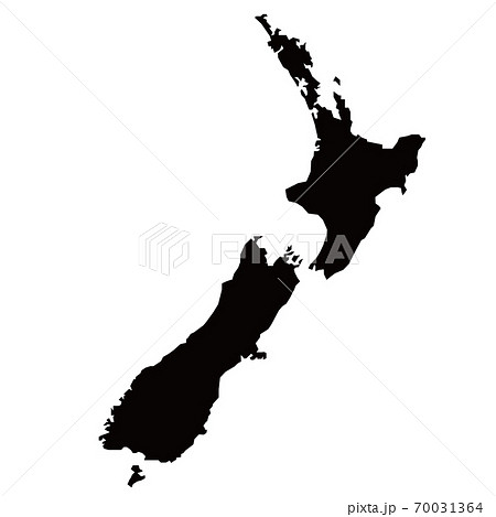 ニュージーランド 地図 シルエットのイラスト素材