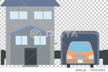 シンプルなガレージがついた家のイラストのイラスト素材