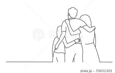 Rear view of family. 70032303