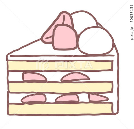 桃のショートケーキのイラスト素材