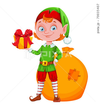 Cute Christmas elf cartoon character 70035407