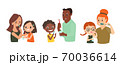 Diverse Family Brushing their Teeth together. 70036614