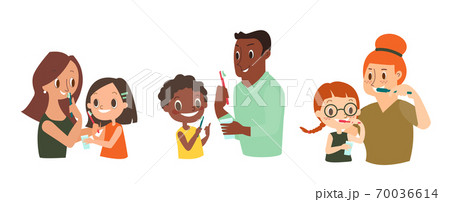 Diverse Family Brushing their Teeth together. Diverse Family Brushing their Teeth together. 70036614
