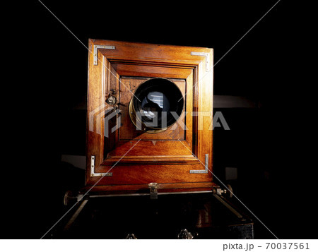 photographic plate old 1920 camera isolated on black 70037561
