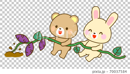 秋の芋ほりのイラスト　子供向け 70037584