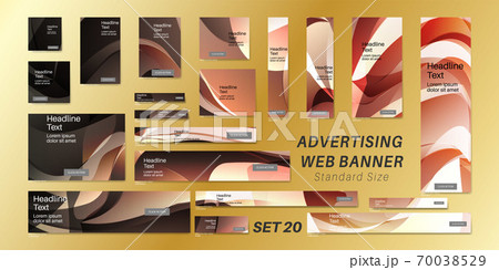 Vector set ad web banner with standard size. Geometric shape template design. 70038529