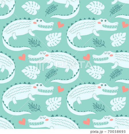 Seamless pattern with cute crocodiles 70038693
