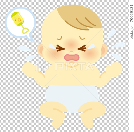 嬰兒在尿布中哭泣的表情想要一個玩具_嬰兒全身圖68 70039121