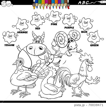 basic colors color book with farm animal characters basic colors color book with farm animal characters 70039471