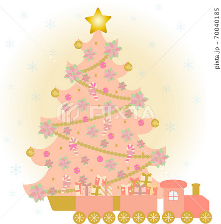 クリスマス ピンクのクリスマスツリーのイラスト素材