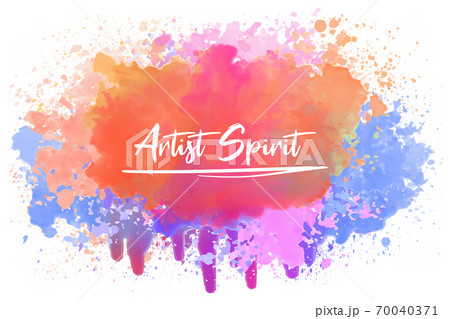 Artist spirit, positive inspirational calligraphy over a colorful abstract watercolor splash. Artistic text art illustration, cute magical lettering. Good vibes, trendy hipster design for printing. Artist spirit, positive inspirational calligraphy over a colorful abstract watercolor splash. Artistic text art illustration, cute magical lettering. Good vibes, trendy hipster design for printing. 70040371