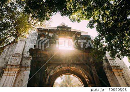 Old Goa, India. Old St. Paul's College Gate. Famous Landmark And Historical Heritage. St. Paul's College Was A Jesuit School, And Later College, Founded Circa 1542 By Saint Francis Xavier,At Old Goa. Old Goa, India. Old St. Paul's College Gate. Famous Landmark And Historical Heritage. St. Paul's College Was A Jesuit School, And Later College, Founded Circa 1542 By Saint Francis Xavier,At Old Goa. 70040398