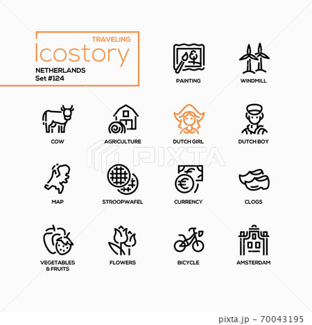 Netherlands - modern line design style icons set Netherlands - modern line design style icons set 70043195