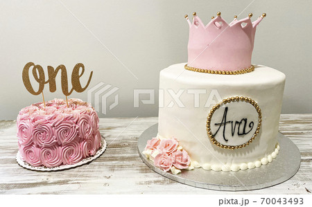 Two birthday cakes for one year olds party 70043493