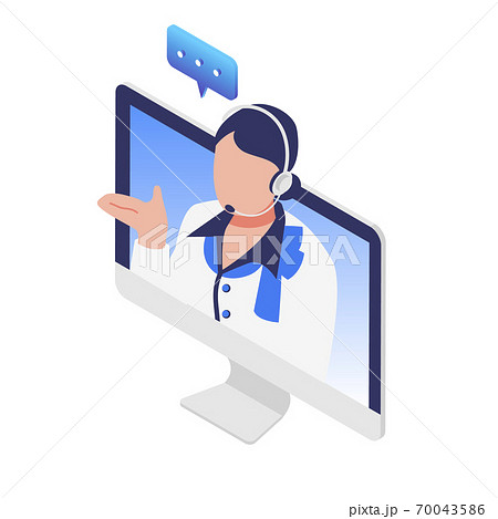 カスタマーサポートを担当する女性のイラスト素材 70043586