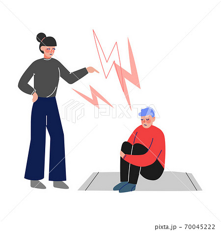 Conflict with Parent, Mother Scolding her Son, Teenage Puberty Problems Concept Vector Illustration Conflict with Parent, Mother Scolding her Son, Teenage Puberty Problems Concept Vector Illustration 70045222