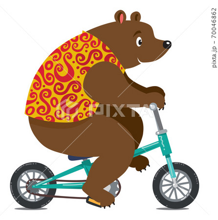 Funny circus bear on bicycleのイラスト素材 [70046862] - PIXTA