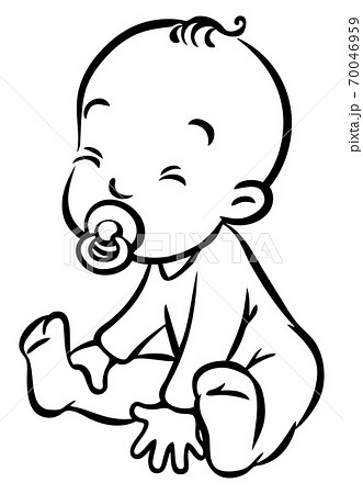 Funny small baby sitting with dummy Funny small baby sitting with dummy 70046959