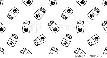 Cat Seamless Pattern Milk Bottle Kitten Food のイラスト素材