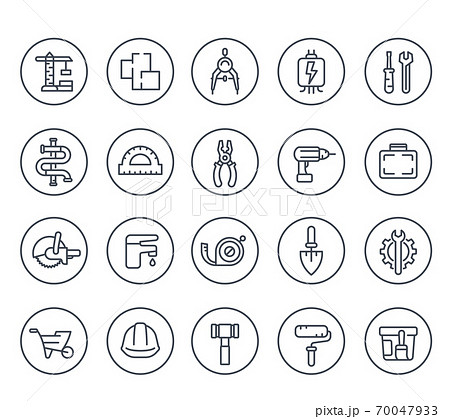 construction and house renovation line icons construction and house renovation line icons 70047933