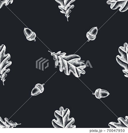 Seamless pattern with hand drawn chalk oak 70047950