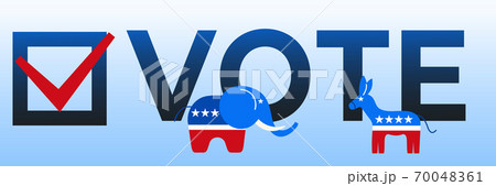 Presidential election in USA 2020 design template. Donkey and elephant symbols of political parties in America. Vector illustration of vote Presidential election in USA 2020 design template. Donkey and elephant symbols of political parties in America. Vector illustration of vote 70048361