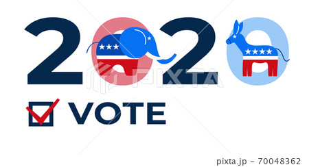 Presidential election in USA 2020 design template. Donkey and elephant symbols of political parties in America. Vector illustration of vote Presidential election in USA 2020 design template. Donkey and elephant symbols of political parties in America. Vector illustration of vote 70048362