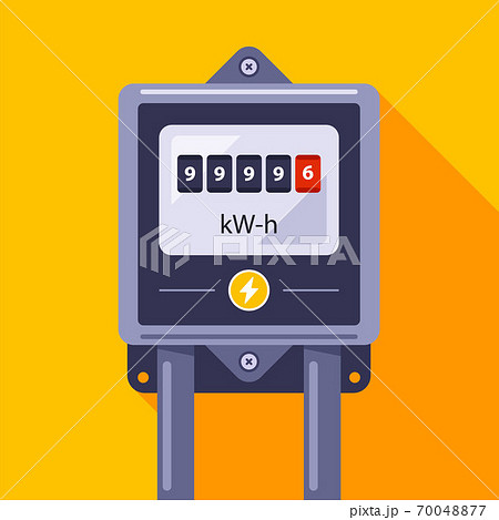 an electric meter with a dial hangs on the wall. an electric meter with a dial hangs on the wall. 70048877
