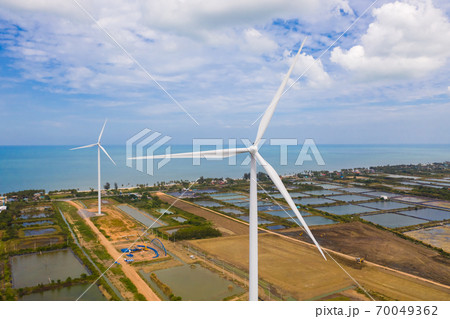 wind turbine farm near coastline in south of Thailand wind turbine farm near coastline in south of Thailand 70049362