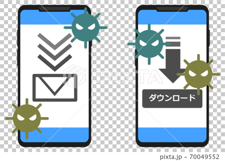 スマホにウイルス感染するイラストのイラスト素材