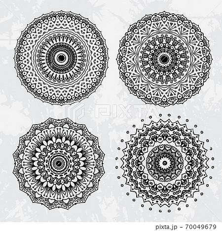 4 in 1 Beautiful symmetrical Minimal designs Elements and shapes on Gray shades abstract splash background 70049679