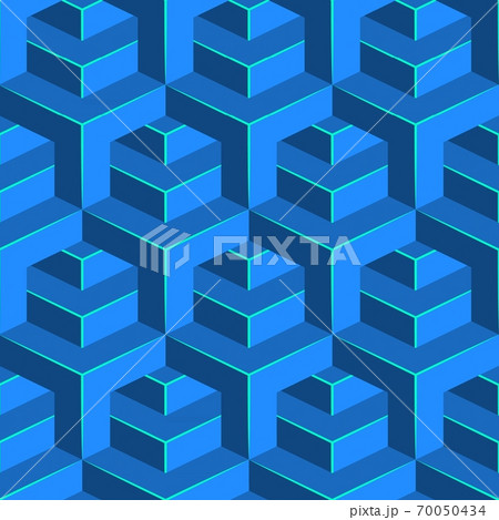Seamless volumetric pattern. Isometric geometric background. Glossy cube ornament. Seamless volumetric pattern. Isometric geometric background. Glossy cube ornament. 70050434