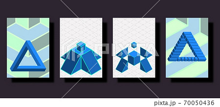 Isometric modern cover design in blue tones. Geometric background concept. 70050436