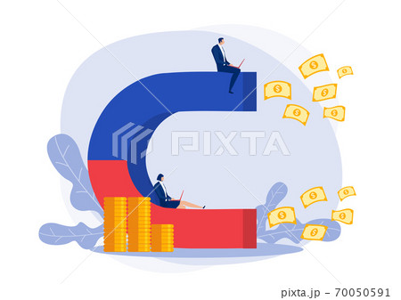 team business magnet attract money, marketing development vector 70050591