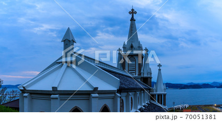 馬込教会の朝風景　パノラマ　【長崎市】 70051381