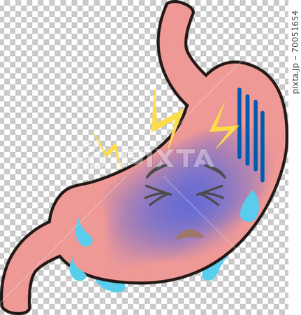 調子の悪い胃の可愛いイラストのイラスト素材