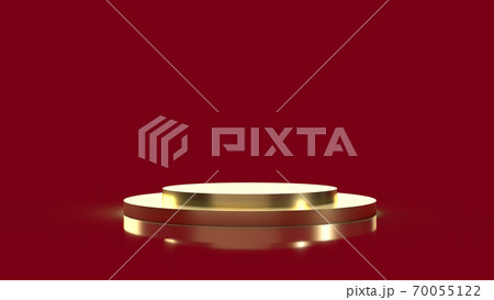gold Podium platform on red background 3d rendering. 70055122