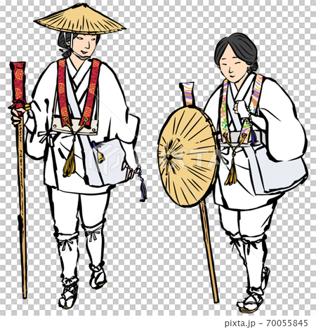 Japanese-style pilgrimage, two women Japanese-style pilgrimage, two women 70055845