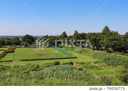 相模川河川敷の多目的広場 神奈川県座間市 の写真素材