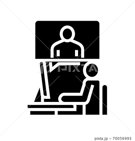 video call or remote interview glyph icon vector illustration 70056993