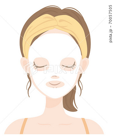 女性スキンケアb 07 シートマスクをしている女性のイラスト素材