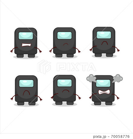 Among us black cartoon character with various angry expressions 70058776