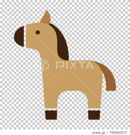 可愛的小馬駒扁平插圖，側向白色背景 70060837